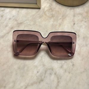 ASOS oversized square sunglasses, crystal pink